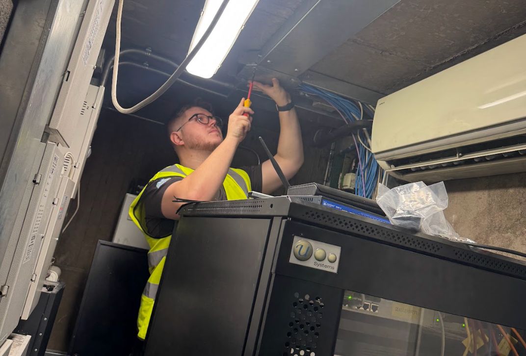 021 Electrician carrying out wiring and data cabinet electrical work in Cork